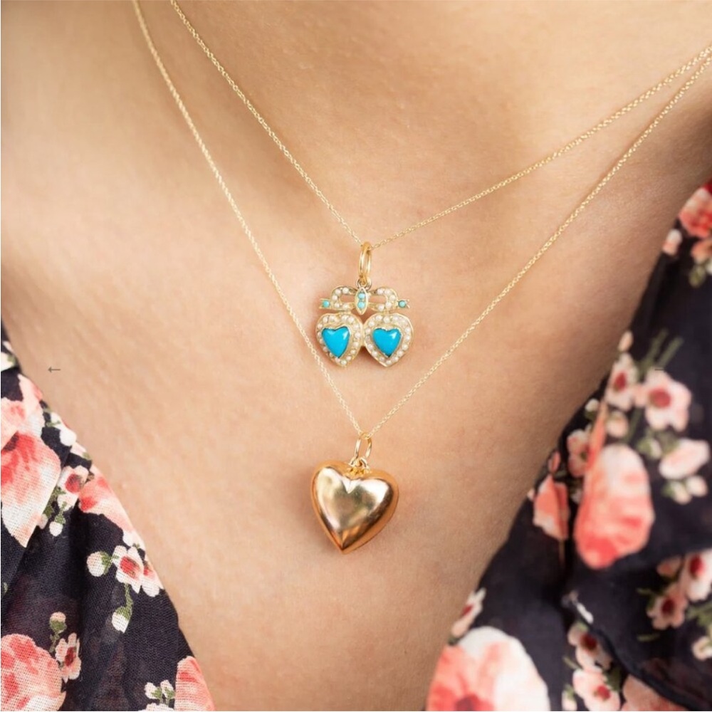 14kt Solid Gold Puffy Heart Pendant Necklace 1.9 grams